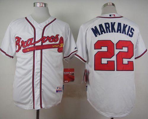 Braves #22 Nick Markakis White Cool Base Stitched MLB Jersey - Click Image to Close
